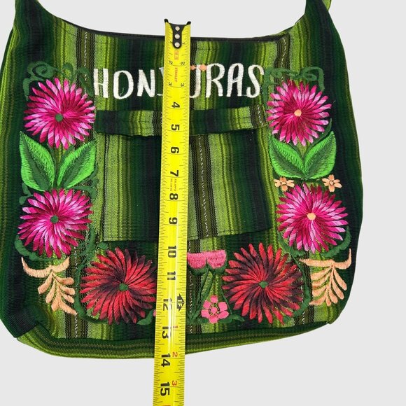 Honduras Handwoven Embroidered Shoulder Bag With Floral Design - Picture 3 of 9
